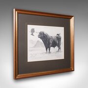 Vintage Stamp Proof Sketch, Driscoll Welsh Black Bull.