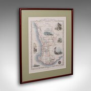 Vintage Western Australia Map, Framed Tallis Print