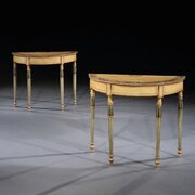 Fine Pair Of Georgian Painted Demi-lune Pier Table