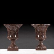 Grand Pair Of Early 19thc Swedish Blyberg Porphyry Urns 