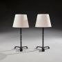 Pair of Leather Simulated Bamboo Table Lamps