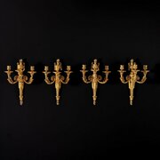 Set Of Four Louis XV Ormolu Three Branch Wall Lights