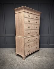 18th Century Bleached Oak Chest On Chest