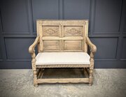 18th Century Carved Bleached Oak Bench