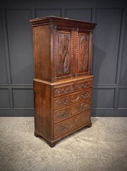 18th Century Carved Oak Housekeepers Cupboard