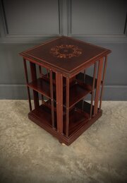 Edwardian Inlaid Mahogany Revolving Bookcase