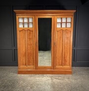 Edwardian Satinwood Triple Wardrobe
