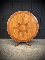 Large Round Satinwood Inlaid Dining Table