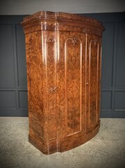 Large Victorian Bow Front Walnut Wardrobe