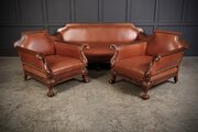 Magnificent Quality Mahogany & Leather Suite