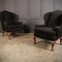 Pair of Queen Anne Style Wing Chairs