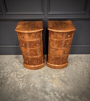 Pair Of Victorian Burr Walnut Bedside Chests