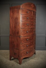 Rare Regency Bow Front Tallboy Chest On Chest