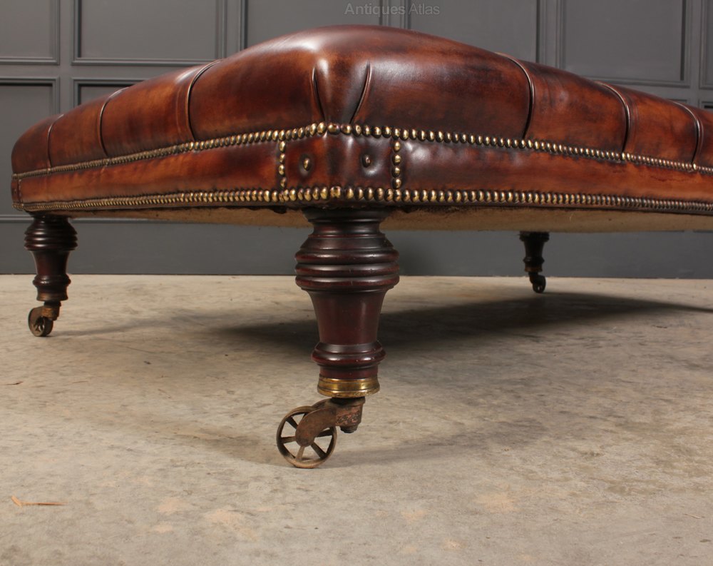Very Large Buttoned Leather Footstool Antiques Atlas