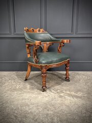 Victorian Walnut  Leather Desk Chair