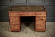 Victorian Walnut & Leather Pedestal Desk