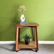 1930s Moderne 2 Tier Teak  Birch Trolley Table