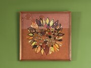 1960s Vintage Hand Sewn Textile Art, Sunflower