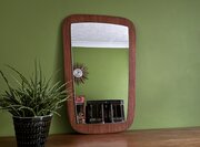 1960s Vintage Solid Teak Portrait Wall Mirror