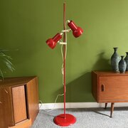 1980s Red And White Twin Spotlight Floor Lamp