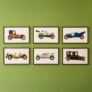 A Set Of 6 Vintage Classic Car Lithograph Prints