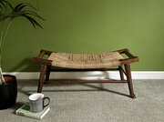 Arts And Crafts Oak And Rush Saddle Stool / Bench
