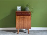 Light Oak And Teak Bedside Cabinet / Nightstand 