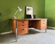 Lucas Furniture Teak & Chrome Executive Desk