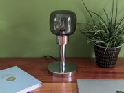 Mid Century Chrome And Smoked Glass Table Lamp