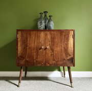 Mid Century Figured Walnut Record Cabinet, 1960s 