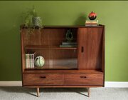 Mid Century Glazed Teak Cabinet / Bookcase / Sideboard