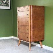 Mid Century Homeworthy Light Oak Tallboy