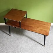 Mid Century Teak Tiered Telephone Table / Bench