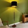 Mid Century Teak and Brass Standard Lamp, Rewired