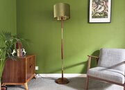 Rewired Mid Century Teak And Brass Floor Lamp 