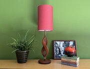 Teak And Brass Table Lamp Mid Century Orange Shade