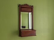 Victorian Antique Mahogany Wall Mirror, Glove Box