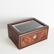 Victorian Glass-Topped Walnut Jewellery Box