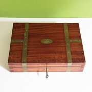 Victorian Mahogany Jewellery Box Brass Strapping