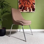 Vintage Mid Century Chair In Brown Wool And Chrome