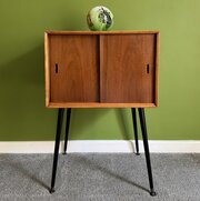 Vintage Vinyl Record Cabinet In Walnut With Atomic