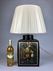 A Fine & Large Cilbert Toleware Tea Canister Lamp