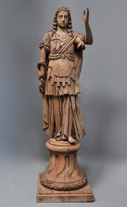 18thc Continental Life Size Carved Oak Figure 