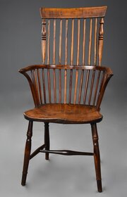 19thc Ash, Elm & Fruitwood Comb Back Windsor Chair