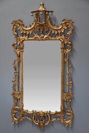 Chinese Chippendale Style Carved Giltwood Mirror
