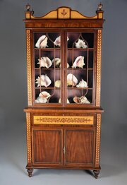 Fine 19thc Mahogany & Maple Secretaire Bookcase