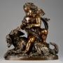 Fine quality 19thc French bronze of putto & spaniel