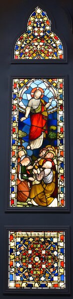 Large Mid 19th Century Stained Glass Triptych