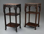 Late 19thc Matched Pair Of Chinese Pot Stands