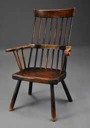 Mid 18thc Primitive Ash & Elm Comb Back Armchair